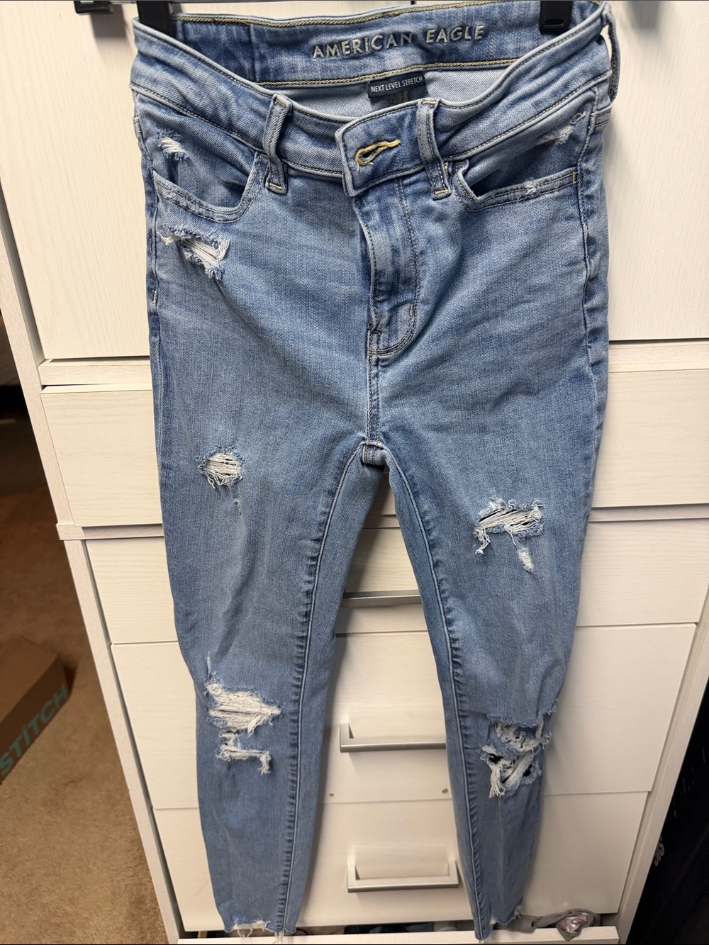 American Eagle Outfitters Light Wash Distressed Skinny Jeans